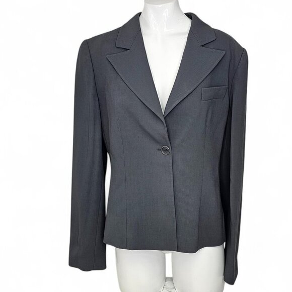Emporio Armani Womens Single Button Wool Blend Blazer Jacket, Grey, 44 / US 8 - Picture 1 of 8